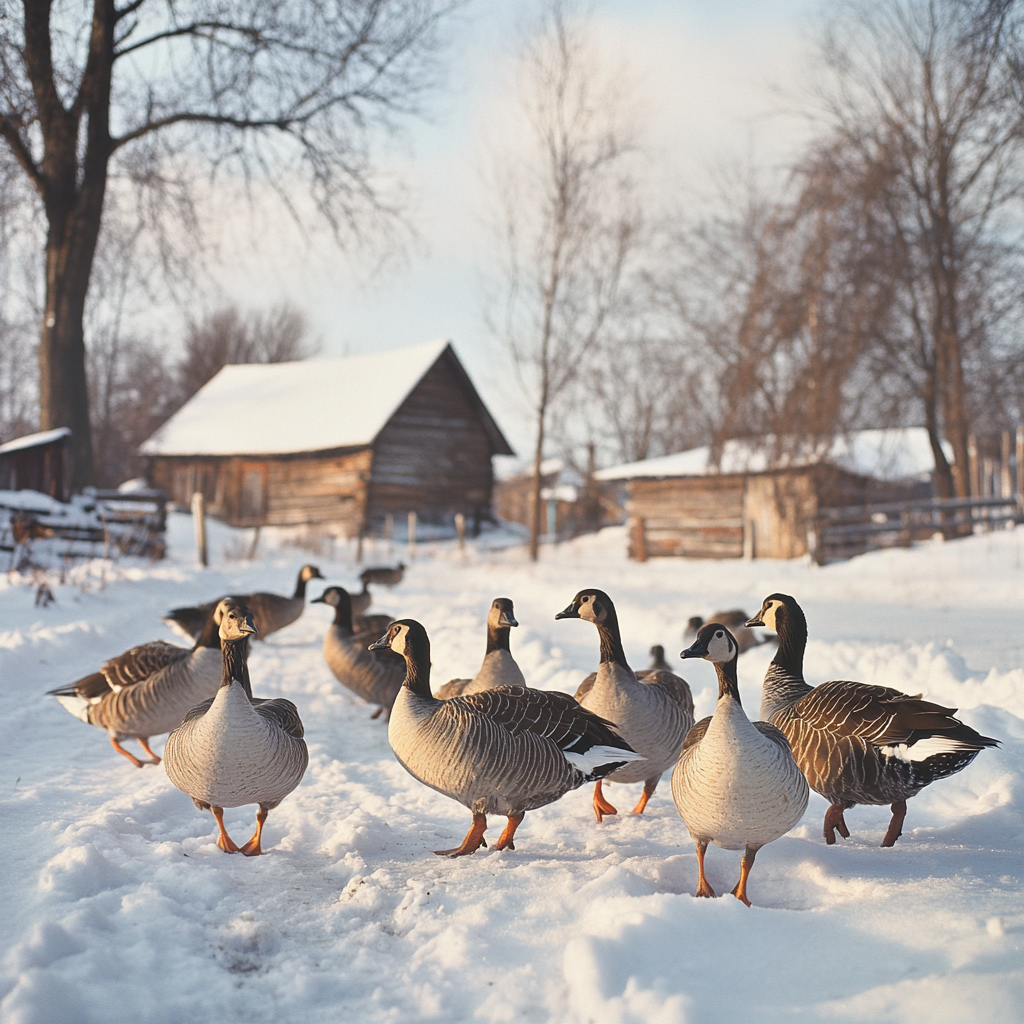 Rmuftiev a tribe of goose walking on snow old farm style realis 304ce940 cdc6 4e7c 98f9 7b8e874db939