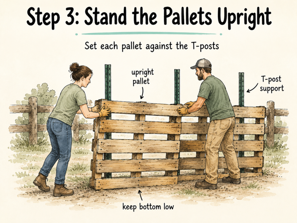step 3 creating a pallet fence for pigs