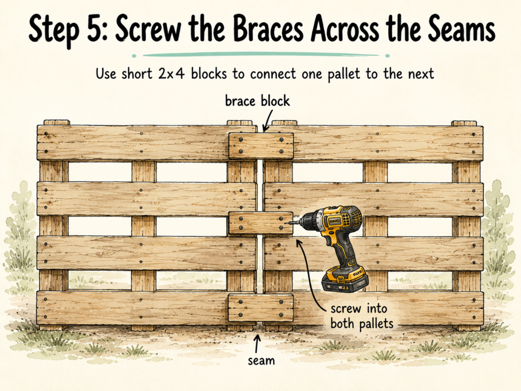 step 5 building a pallet fence for pigs