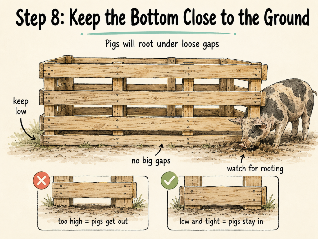 step 8 creating a pallet fence for pigs