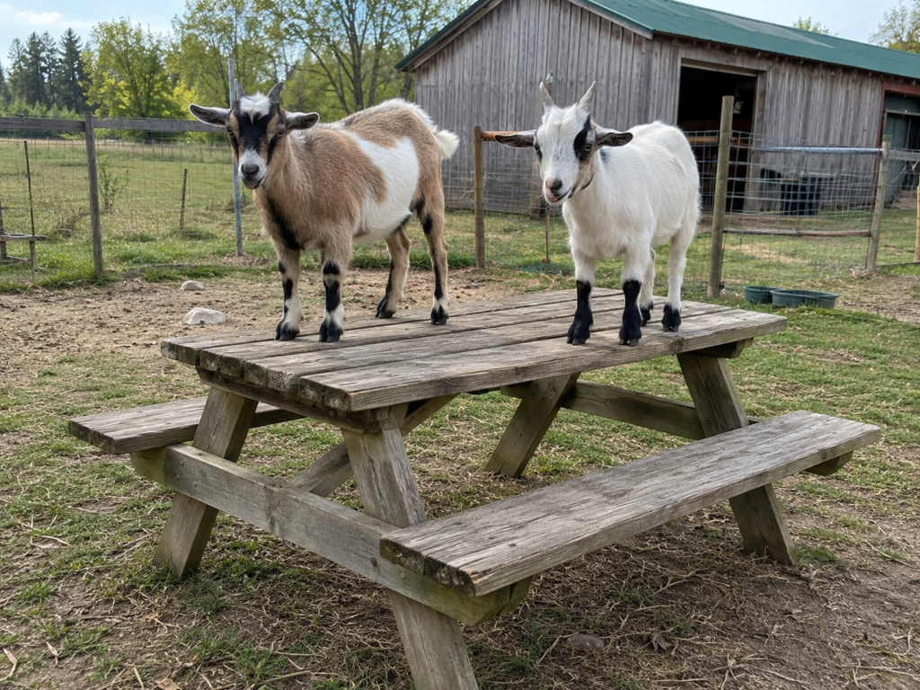 Goat picnic table