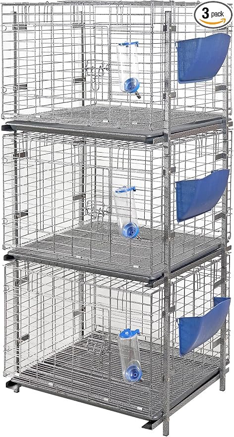 Stacked rabbit cages