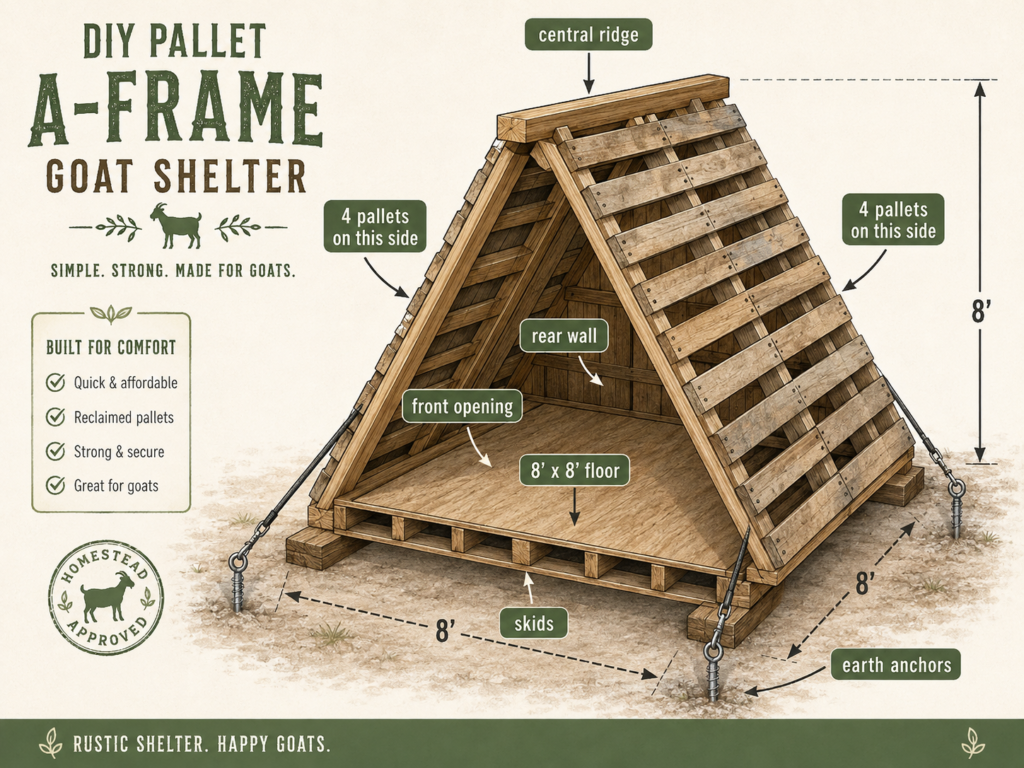 A frame goat shelter