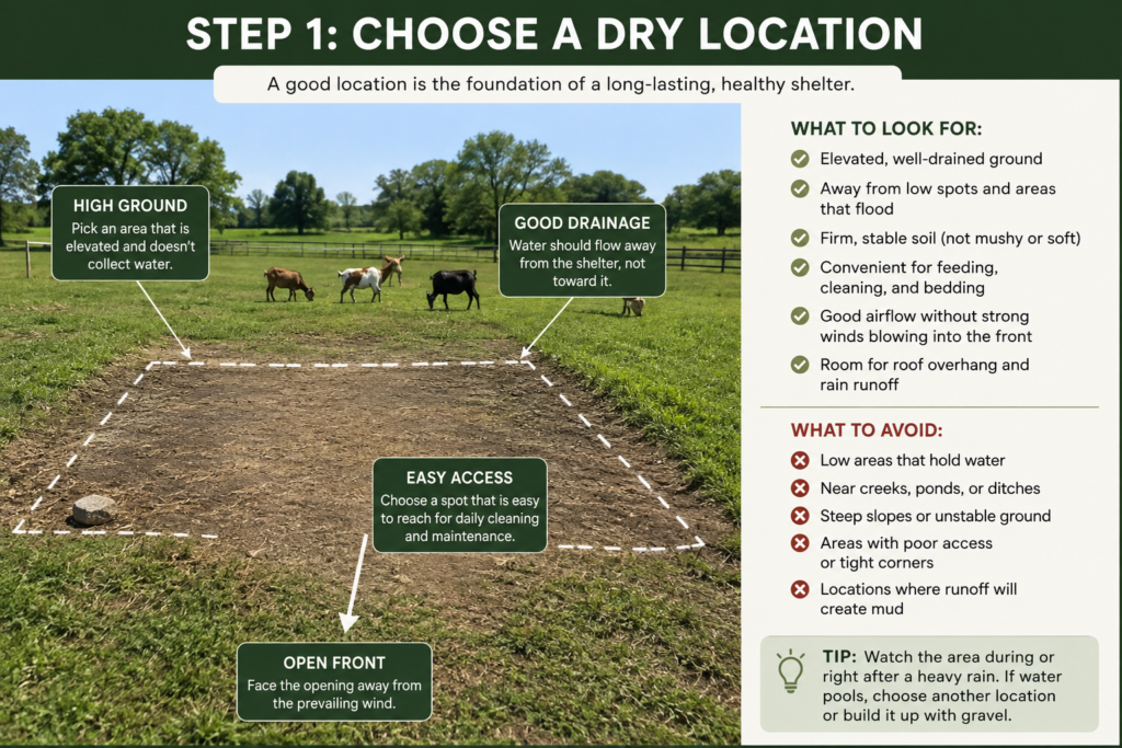 Choose a dry location for a pallet house