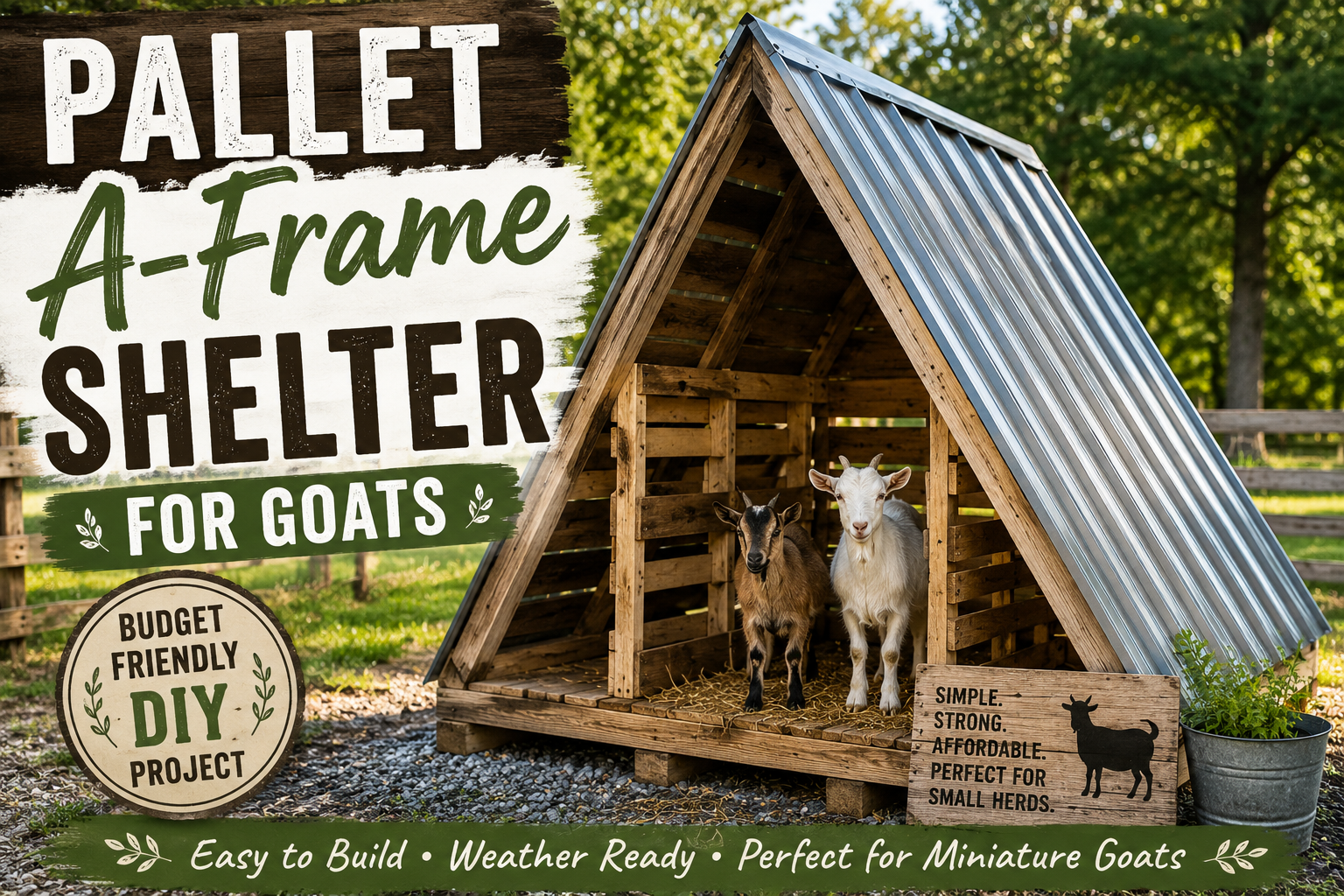 Pallet a frame shelter for goats