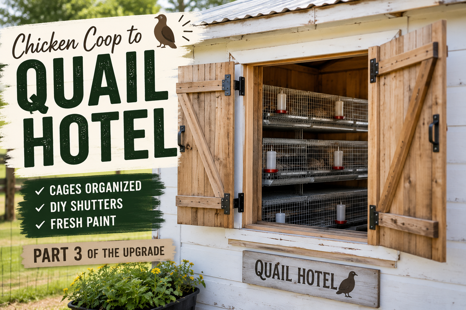 Chicken Coop to Quail Coop: DIY Cage Setup, Shutters & Renovation