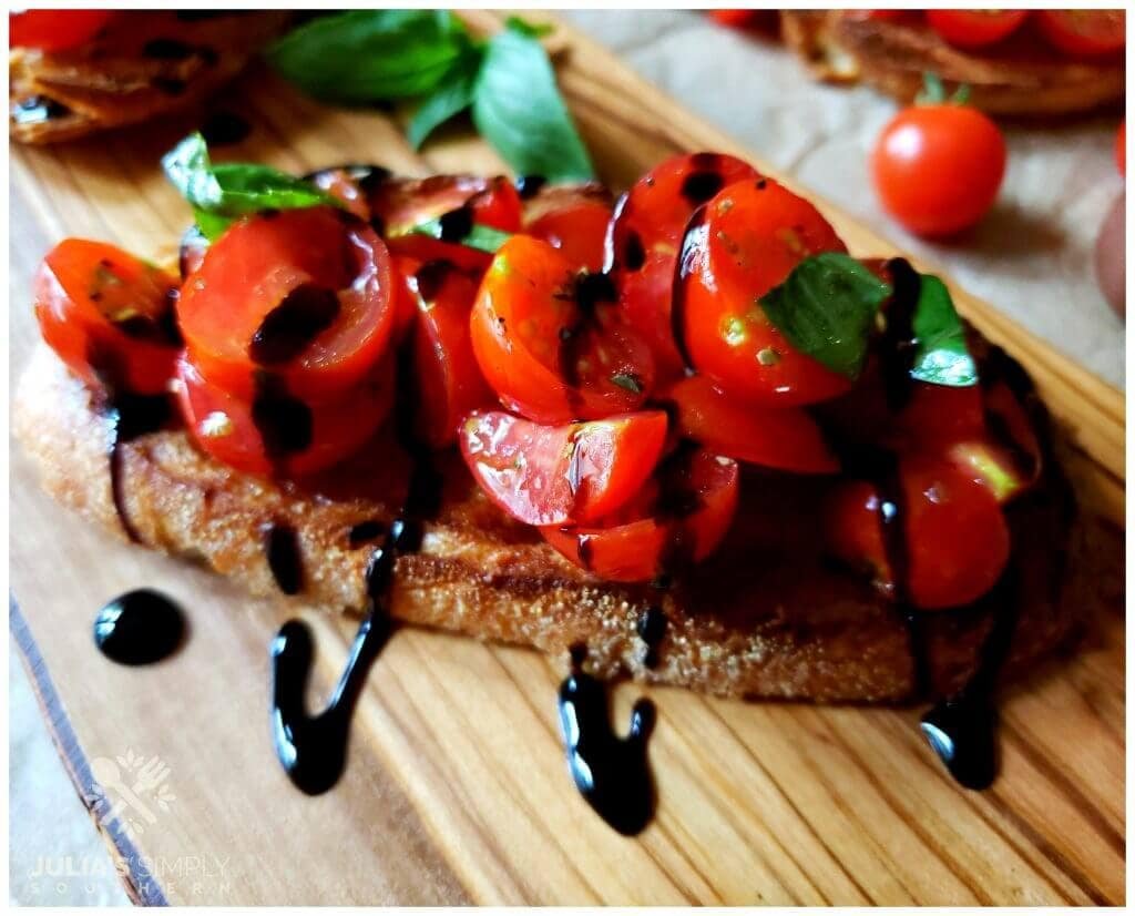 Fresh homemade Italian Style Bruschetta with tomatoes from vegetable garden Amazing Julias Simply Southern 1024x826