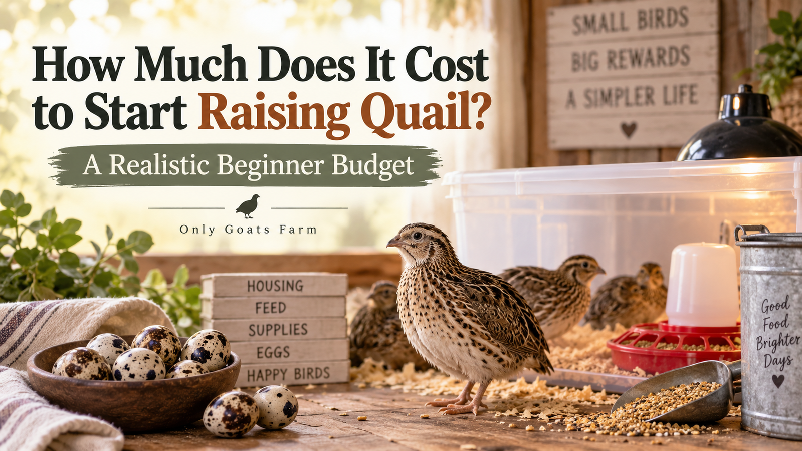 Coturnix quail, quail eggs, and a simple beginner brooder setup for a realistic quail startup budget