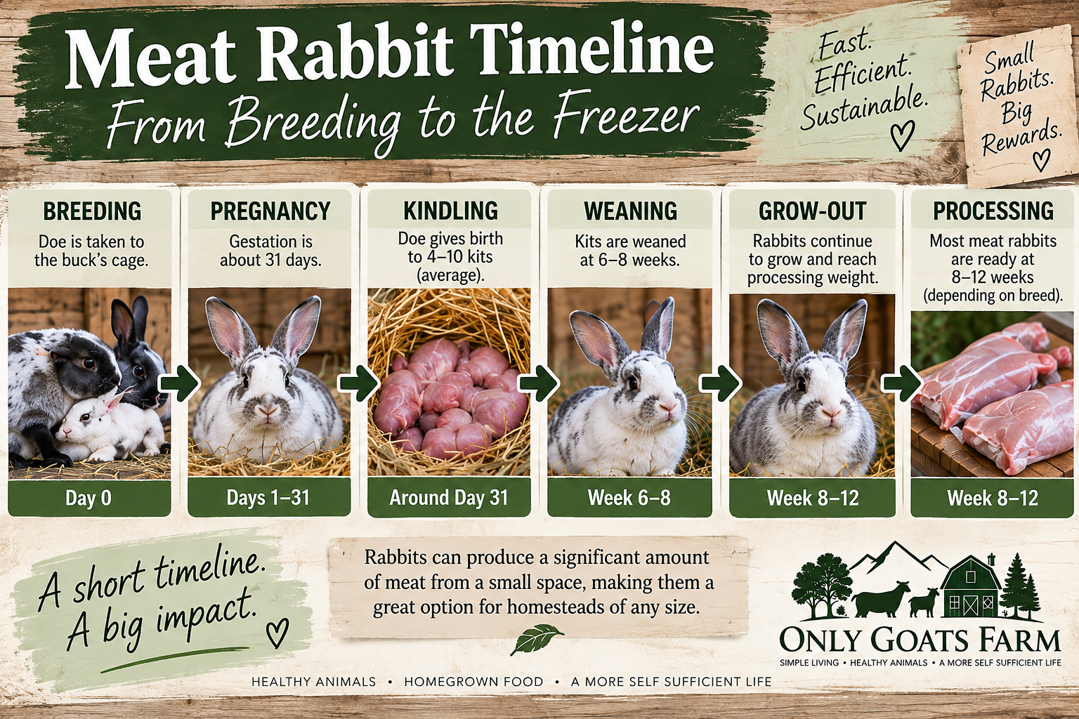Meat rabbit starter setup with one buck and two does